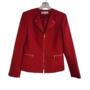 Tahari Levine Studio Red Jacket Blazer Sz 8